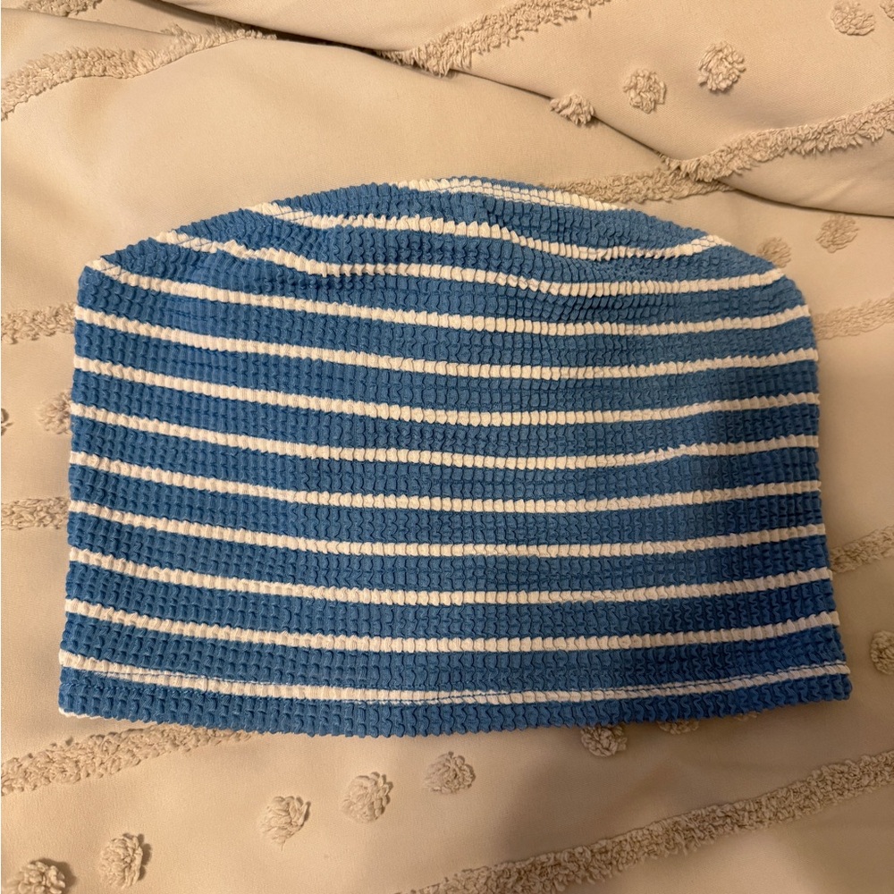 SHEIN Blue and White Striped Crop Top